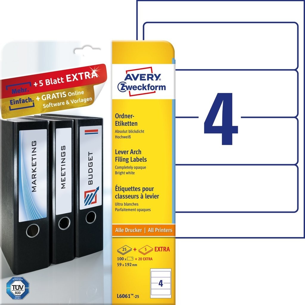 Ordneretiketten | L6061-25 | Avery Zweckform