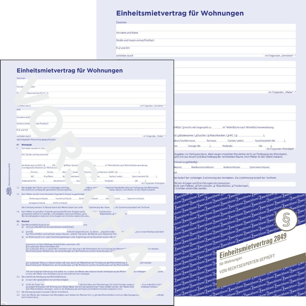 Einheitsmietvertrag für Wohnungen 2849 Avery Zweckform
