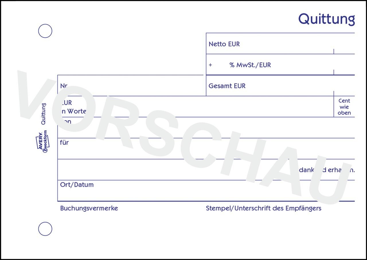 Quittung Mwst Separat Ausgewiesen 1250 Avery Zweckform