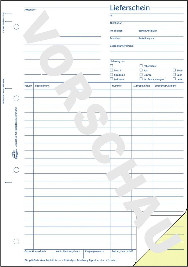 Lieferschein | 1724 | Avery Zweckform