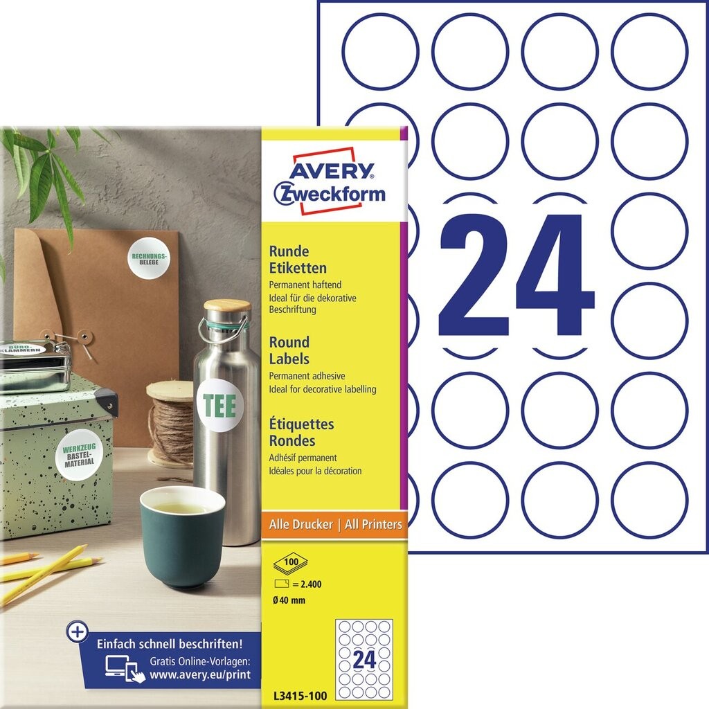 Runde Etiketten L3415100 Avery Zweckform