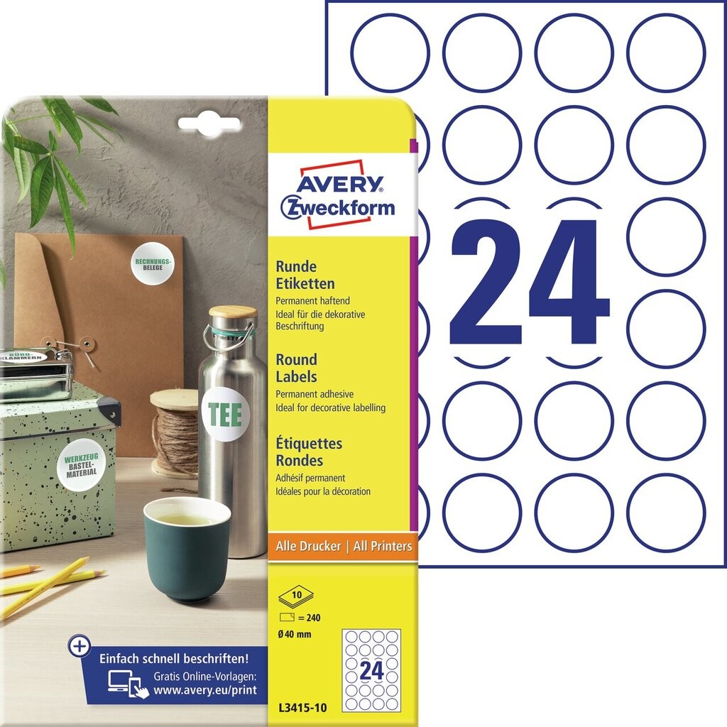Runde Etiketten L341510 Avery Zweckform