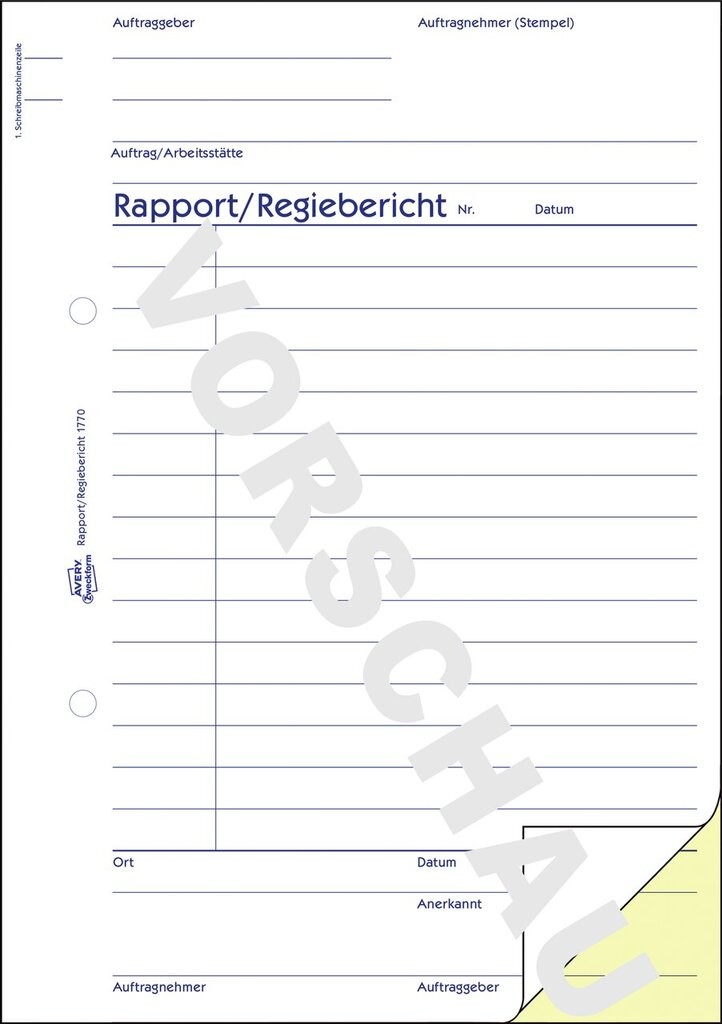 Rapport/Regiebericht | 1770 | Avery Zweckform