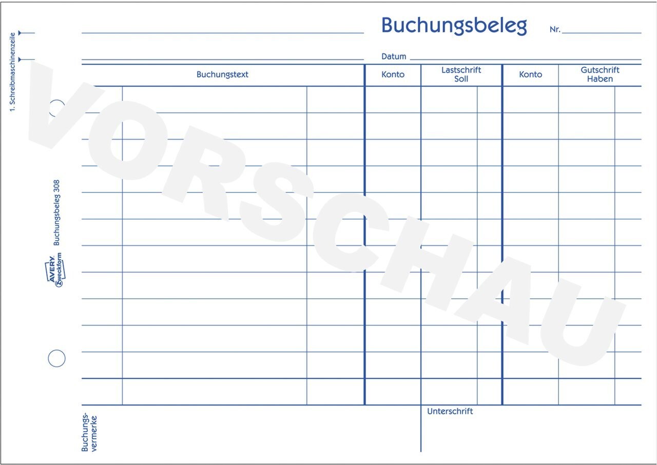 Buchungsbeleg | 308 | Avery Zweckform