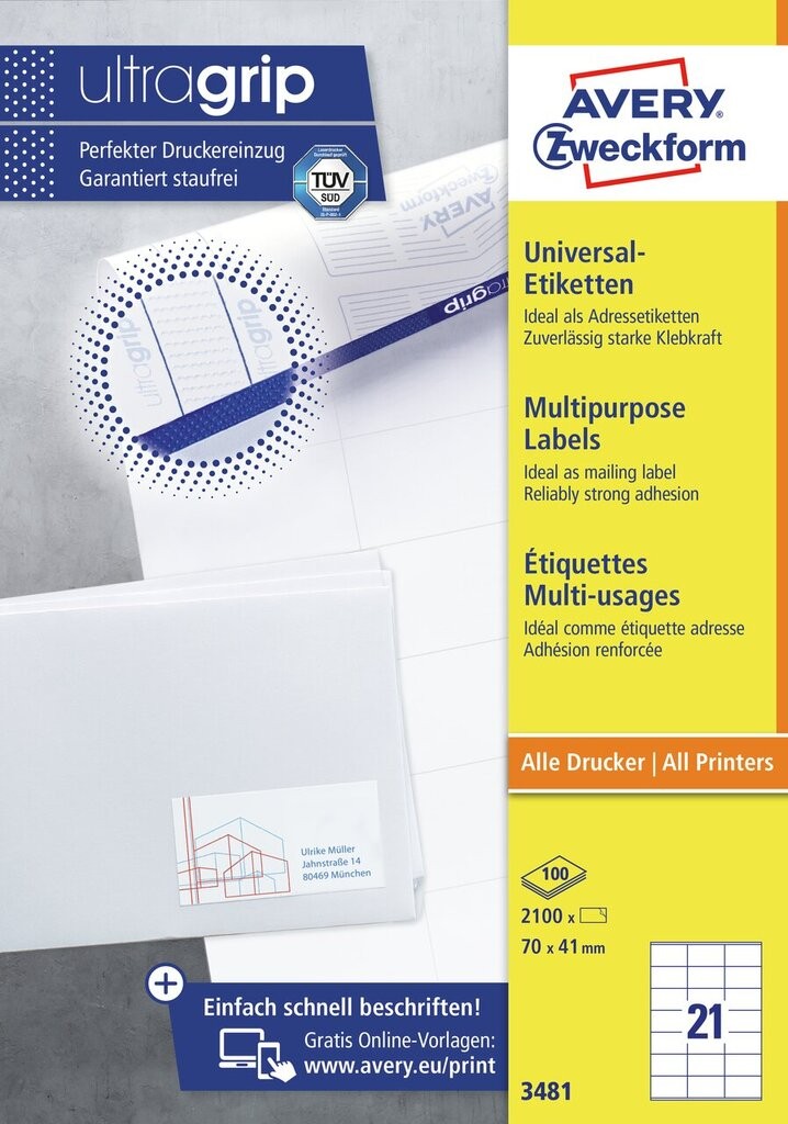 Universal Etiketten 3481 Avery Zweckform