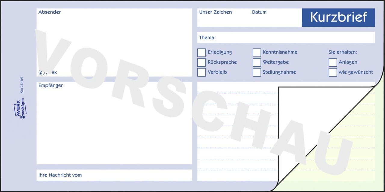 Kurzbrief 1741 Avery Zweckform