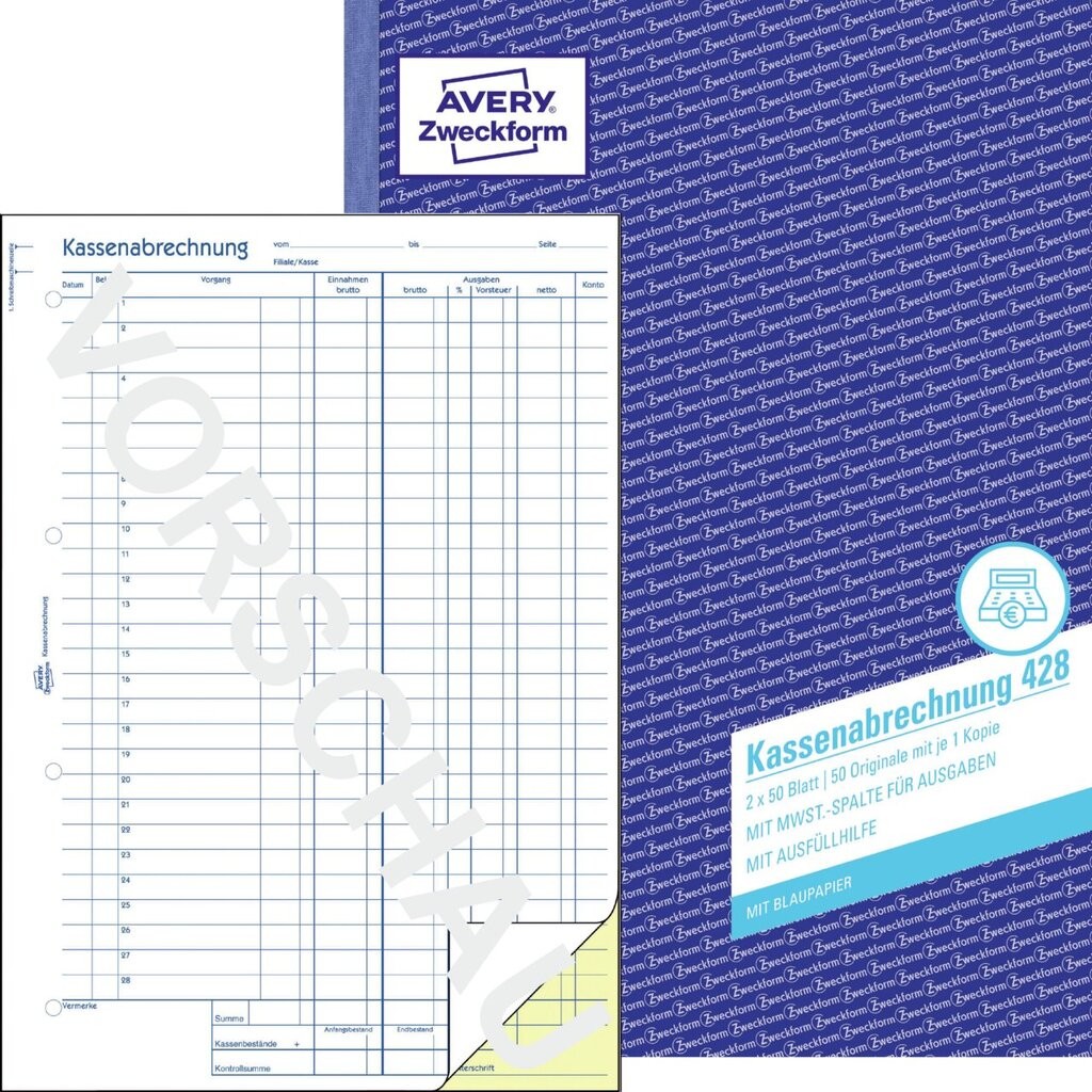 Kassenabrechnung | 428 | Avery Zweckform