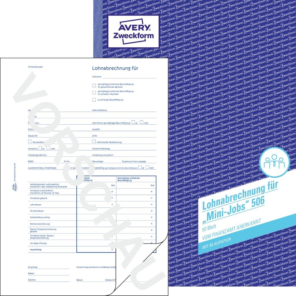 Lohnabrechnung Für Geringf Beschäftigte 506 Avery Zweckform