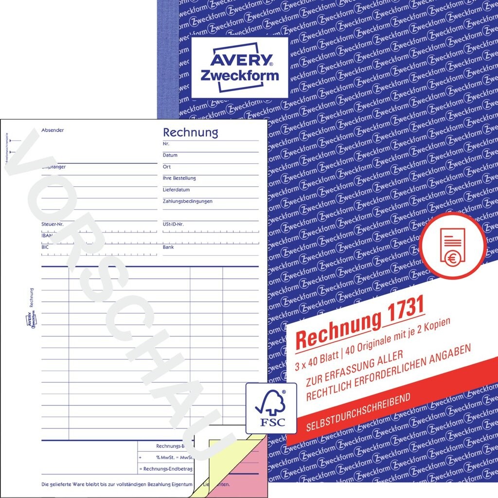 Rechnung 1731 Avery Zweckform