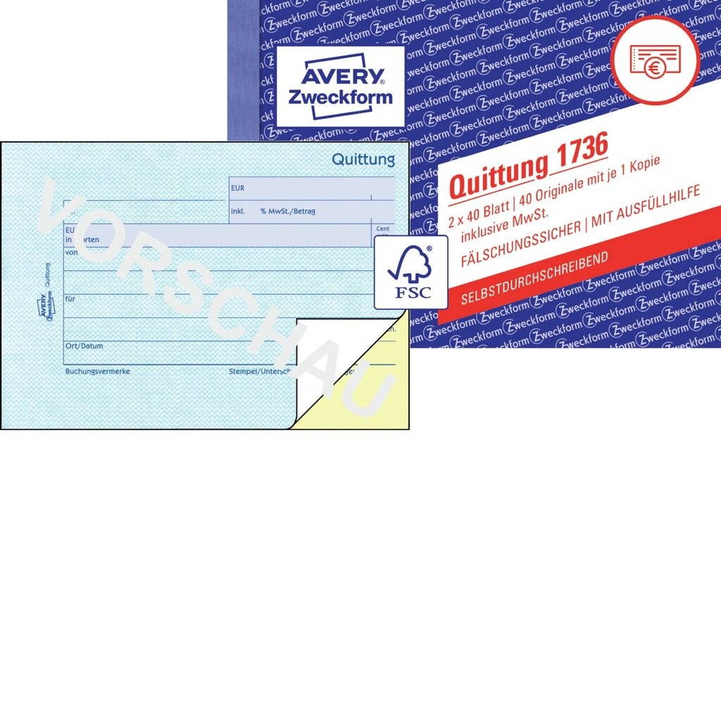 Quittung Inkl Mwst 1736 Avery Zweckform