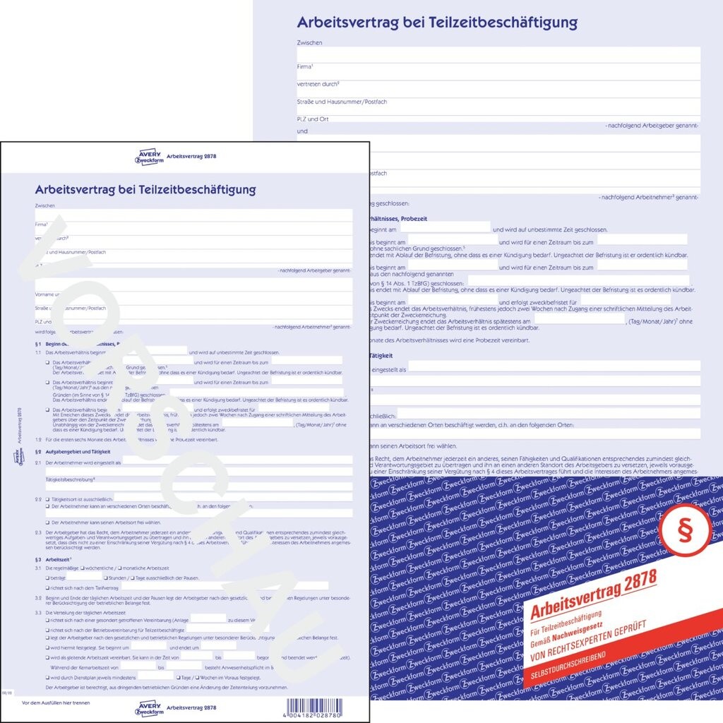 Arbeitsvertrag 2878 Avery Zweckform