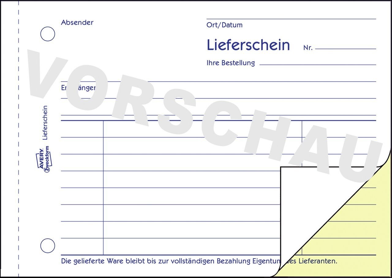 Lieferschein Speziell Für österreich 1713 Avery Zweckform