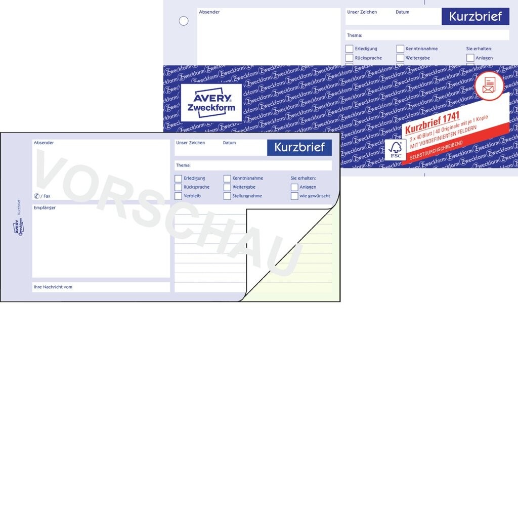 Kurzbrief 1741 Avery Zweckform