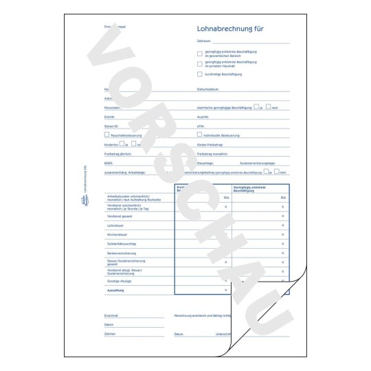 Lohnabrechnung Fur Geringf Beschaftigte 506 Avery Zweckform