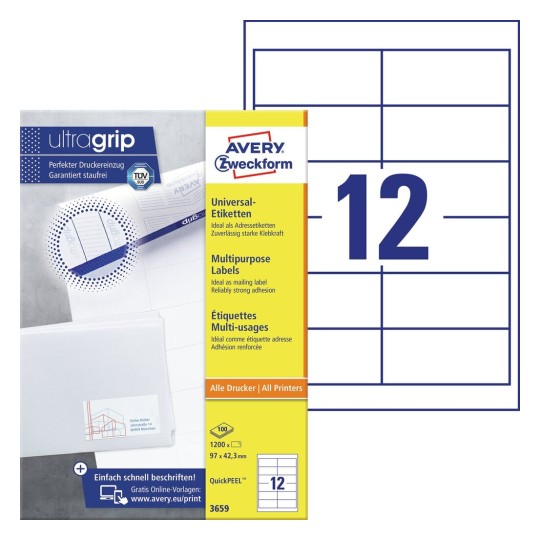 Weisse Ultragrip Etiketten Avery Zweckform