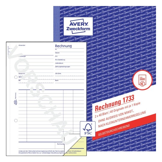 Rechnung 1733 Avery Zweckform