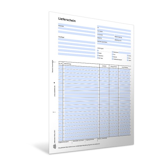Lieferschein und Empfangsschein PDF Vorschau