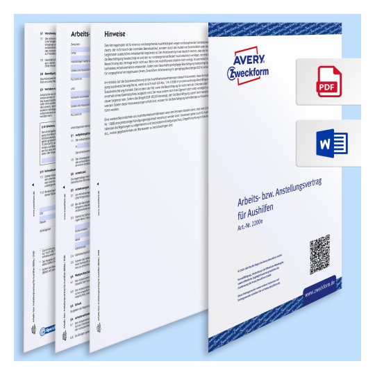 Arbeits- bzw. Anstellungsvertrag für Aushilfen PDF und Word Vorschau