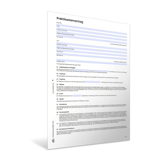 Praktikantenvertrag PDF und Word Vorschau