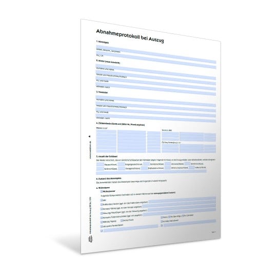 Abnahmeprotokoll bei Auszug PDF und Word Vorschau