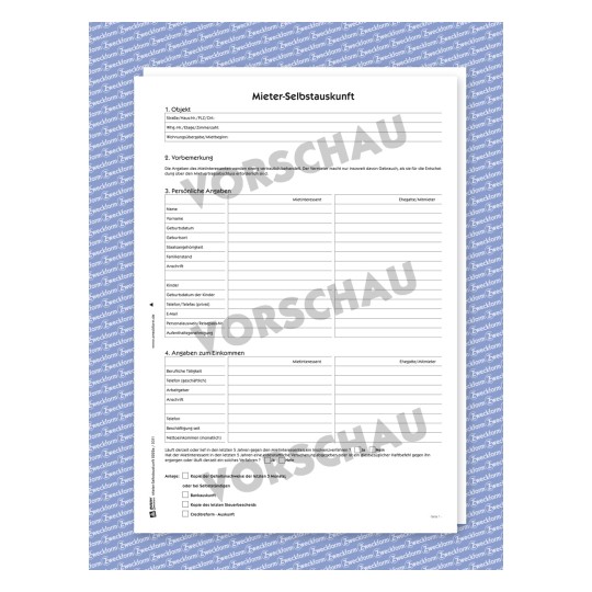 Mieter Selbstauskunft Als Muster Zum Download Avery Zweckform Avery Zweckform
