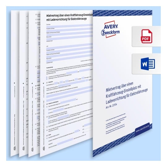 Mietvertrag über einen Kraftfahrzeug-Einstellplatz mit Ladevorrichtung für Elektrofahrzeuge PDF und Word Vorschau