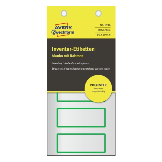 Inventar-Etiketten aus silberner Polyester-Folie 6916