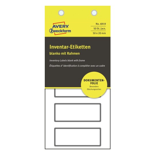 Inventar-Etiketten, abziehsicher 6919