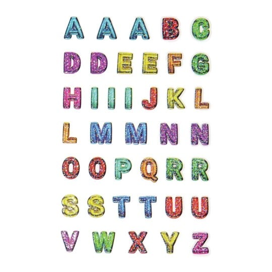 160x Buchstaben Sticker Alphabet ABC Glitzer Aufkleber für Schuleinführung  zum Basteln Scrapbooking - bunt