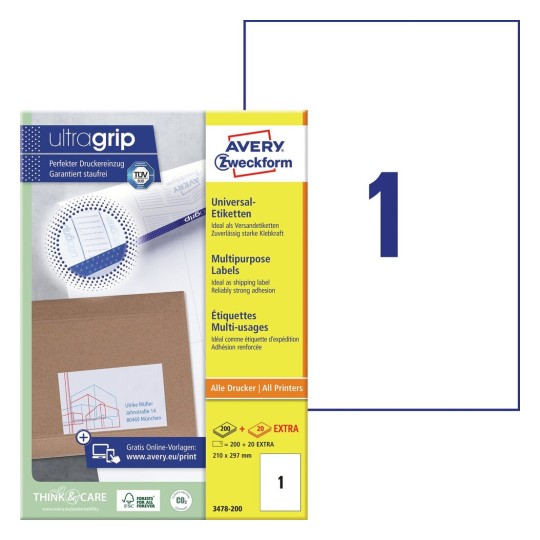 Universal Etiketten 3478 200 Avery Zweckform