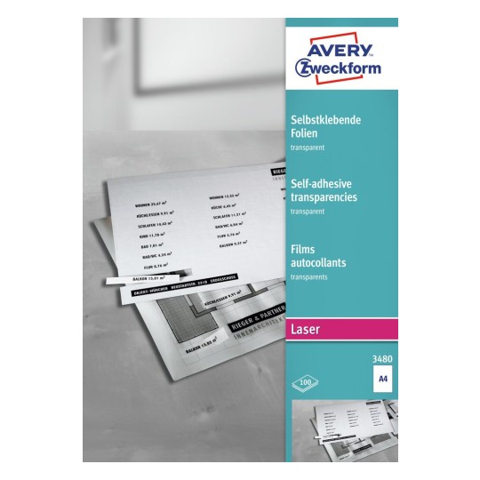 AVERY Zweckform 3482 Selbstklebefolie DIN A4 Transparent 210 x 297