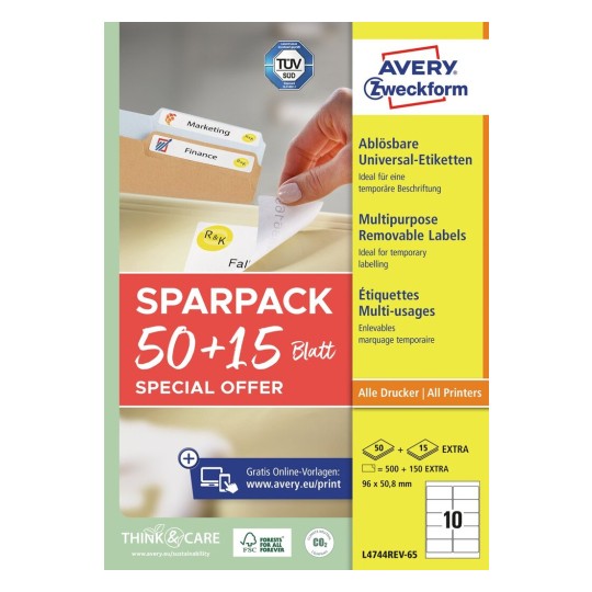 Produktbild von PVC-Etiketten Blau – 120 X 65 Mm, 1000 Stück, Mit 2 Stanzlöchern, Beschriftbar
