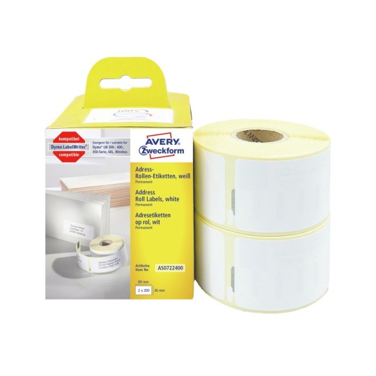 10 ROLLEN ETIKETTEN WEIß 41x89mm für DYMO Labelwriter 320 320 II