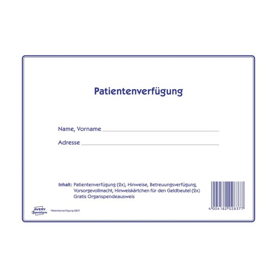 Patientenverfugung 2837 Avery Zweckform