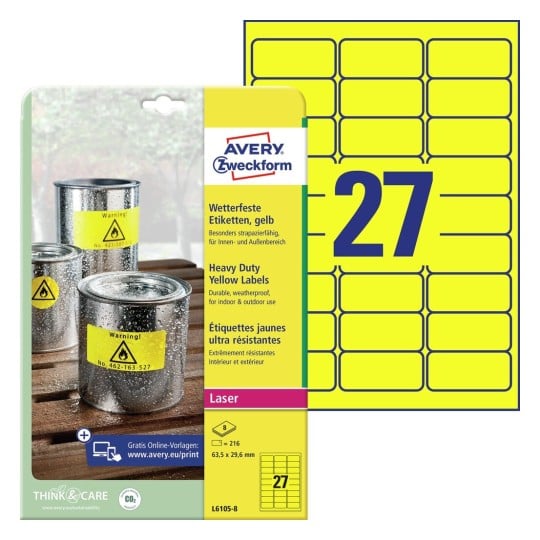 Wetterfeste Etiketten L6105-8 Inhalt: 216 Etiketten / 8 Blatt