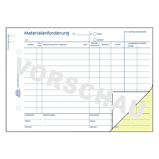 Materialanforderung 1110 Avery Zweckform