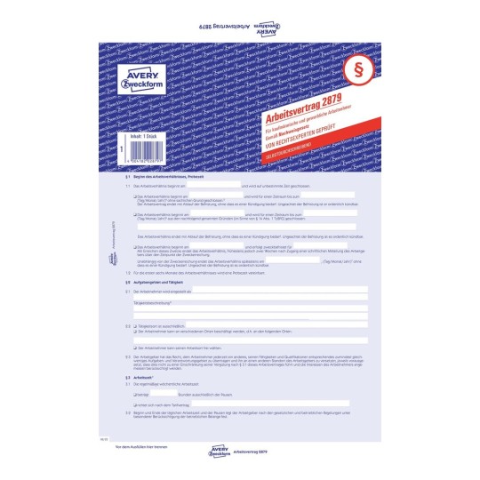 Arbeitsvertrag 2879 Avery Zweckform