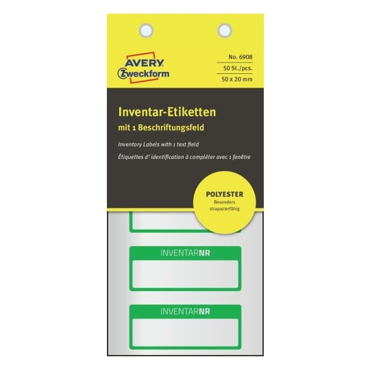 Inventar-Etiketten aus silberner Polyester-Folie 6908