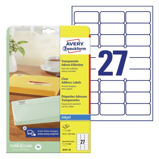Adress Etiketten J4721 25 Avery Zweckform