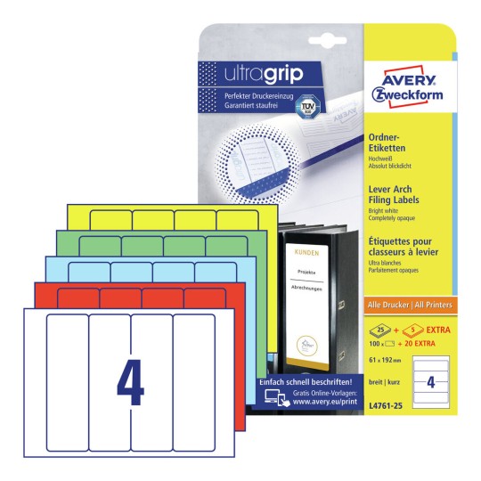 Ordneretiketten L4761 25 Avery Zweckform Removable labels for wide ring binders l4761rev 20. ordneretiketten l4761 25 avery