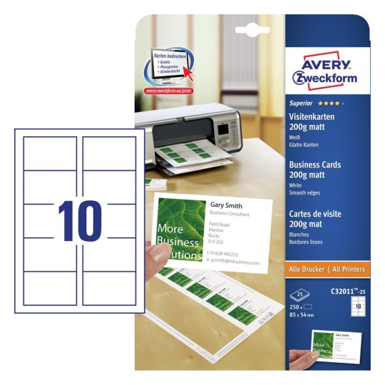 Visitenkarten Zum Bedrucken Gunstig Kaufen Avery Zweckform