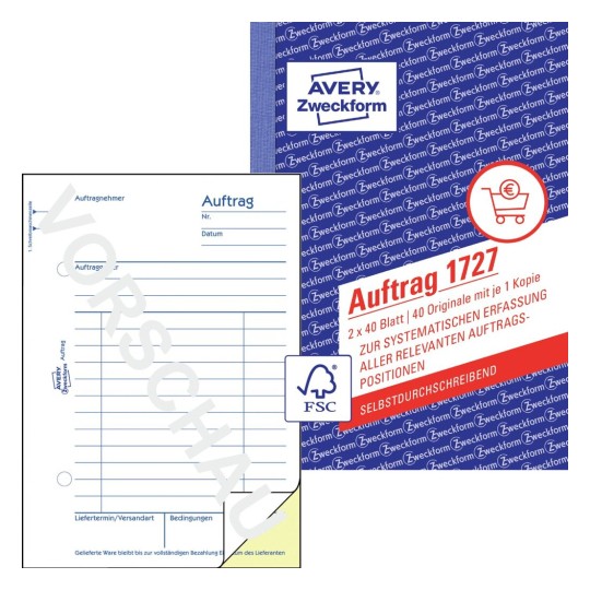 Selbstdurchschreibende Auftragsformulare Avery Zweckform