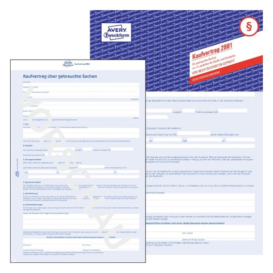 Formular Für Kaufvertrag Avery Zweckform