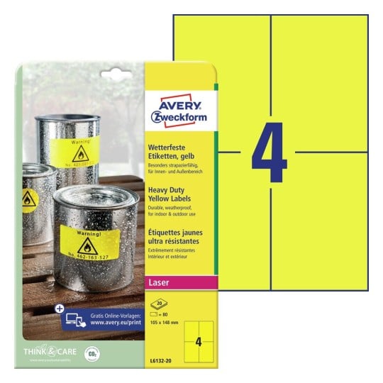 Wetterfeste Etiketten L6132-20 Inhalt: 80 Etiketten / 20 Blatt