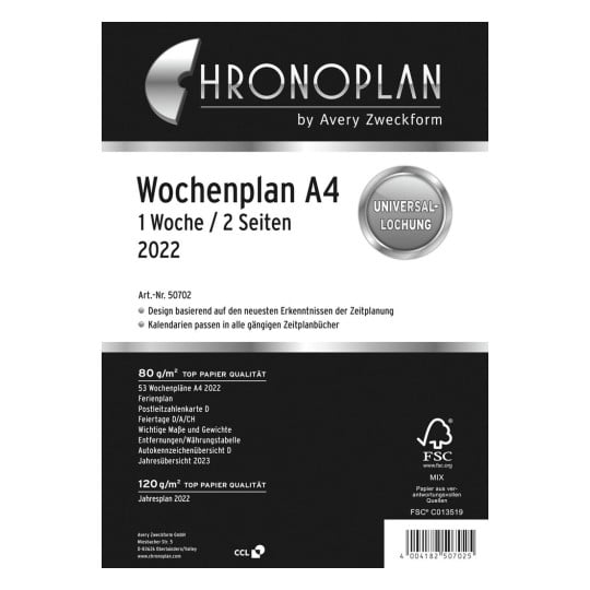 Chronoplan Wochenplan A4 50702