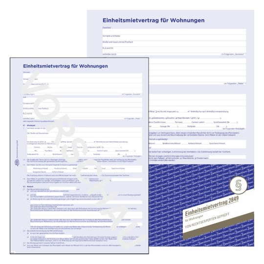 Einheitsmietvertrag für Wohnungen und Häuser 2873