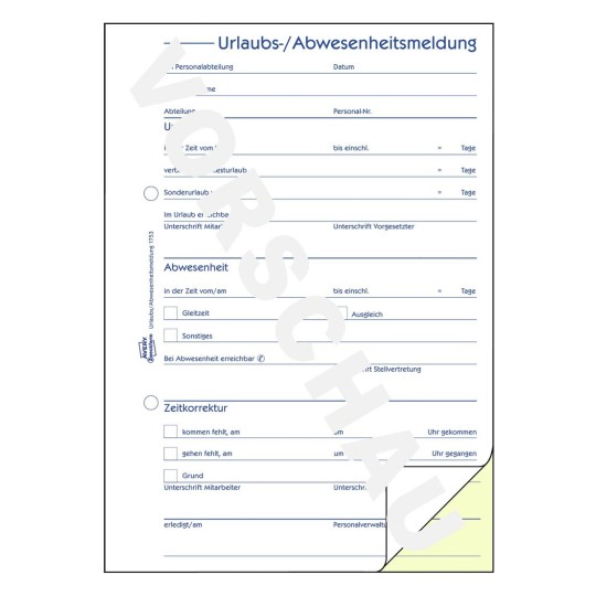 Urlaubs Abwesenheitsmeldung 1753 Avery Zweckform