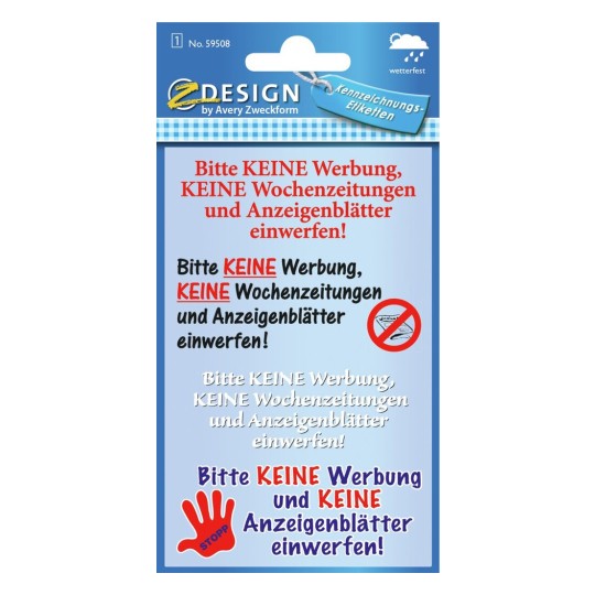 Keine Werbung Aufkleber Avery Zweckform