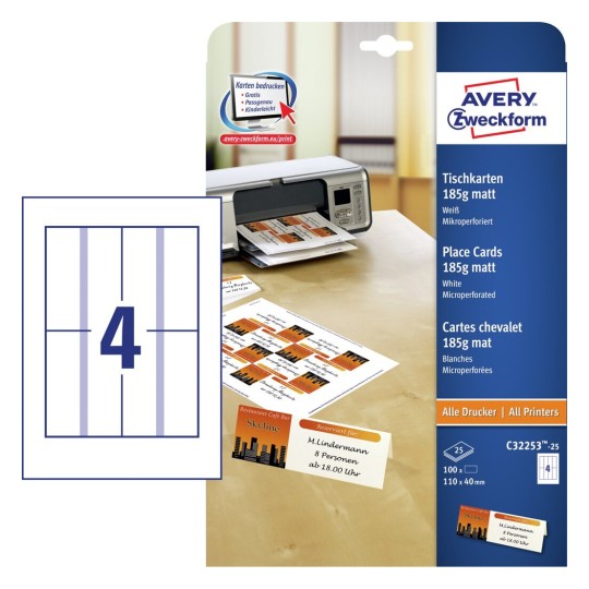Tischkarten C 25 Avery Zweckform