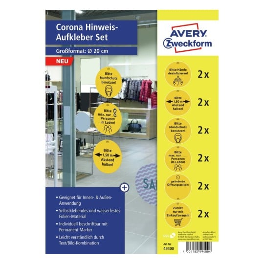 Corona Warnschilder Set 49400